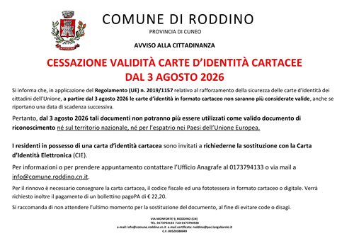 Cessazione carte d'identità cartacee