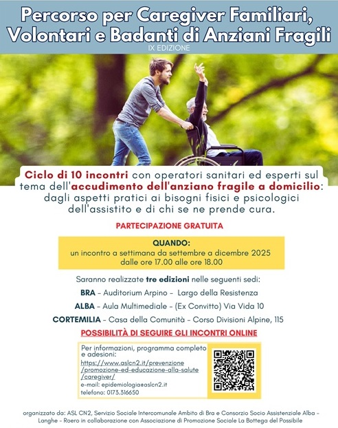 Percorso Formativo Per Caregiver Familiari, Volontari E Badanti Di Anziani Fragili